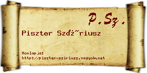 Piszter Szíriusz névjegykártya